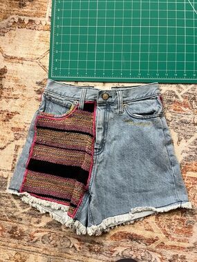 BDG Light Blue Denim Shorts with Pink-Trim Multicolor Woven Pocket
